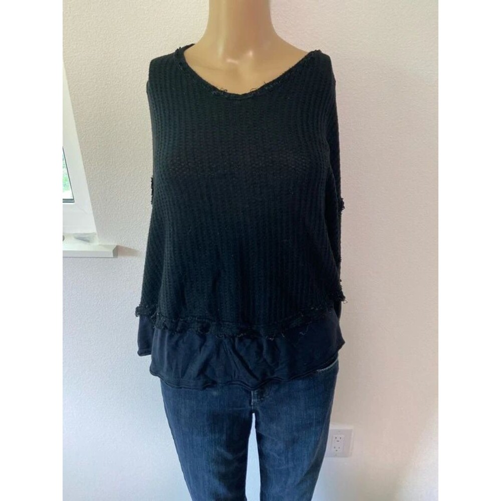 We The Free thermal black oversized sweater sz L